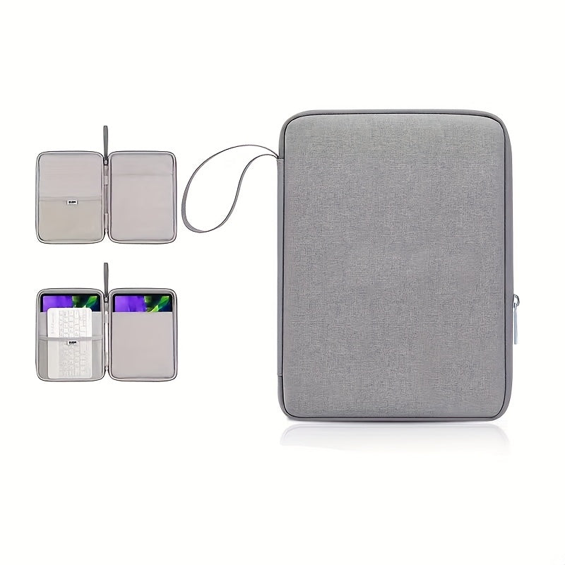 Grey Polyester Tablet and Laptop Sleeve for 26.67-33.02 cm Tablets and 27.94-32.77 cm Laptops with Pocket