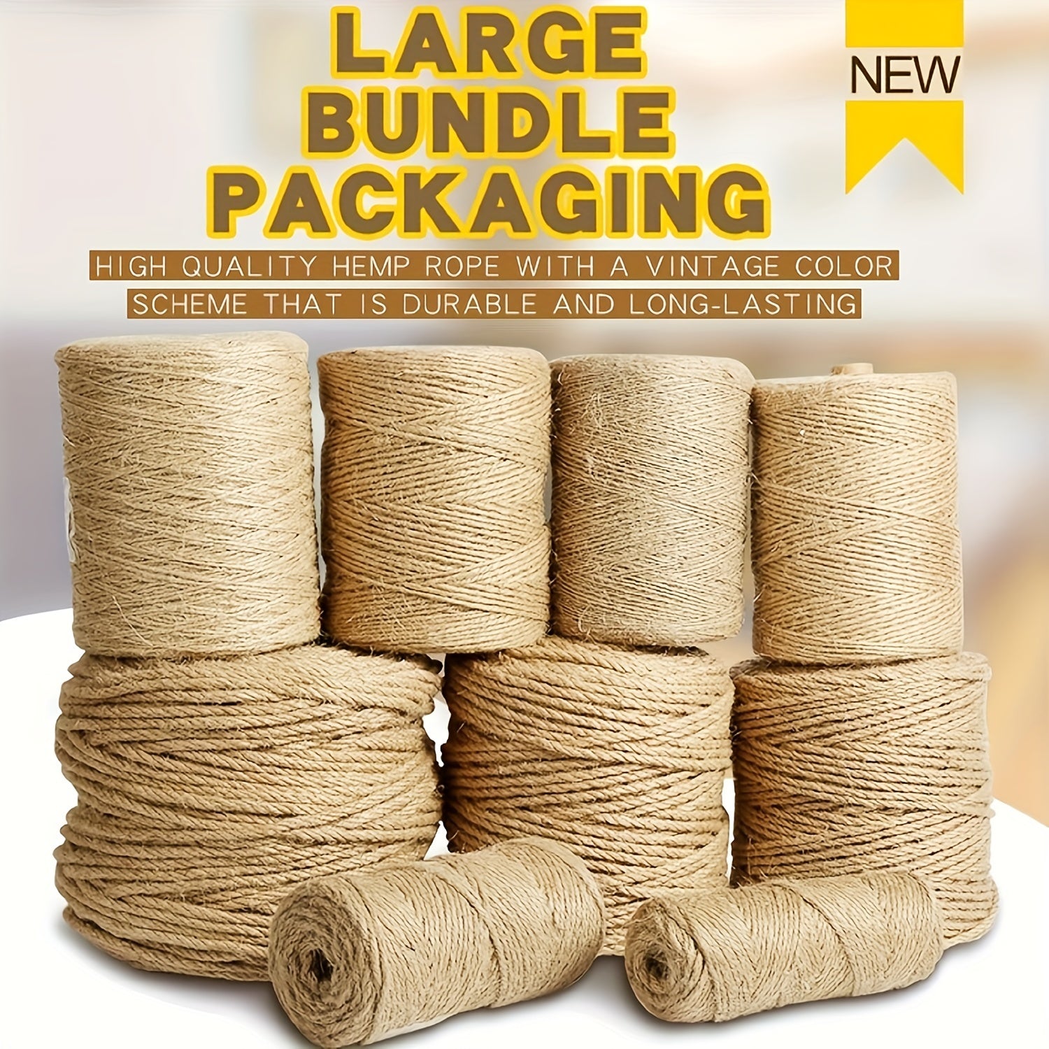 Natural Jute Twine Rope for DIY Crafts Gift Wrapping Decorative Projects 4-14mm