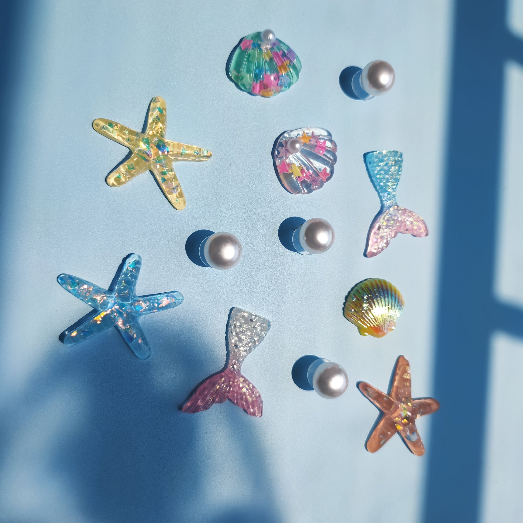 12 Pieces Marine Life Starfish Shell Imitation Mermaid Tail Sandal Decorations