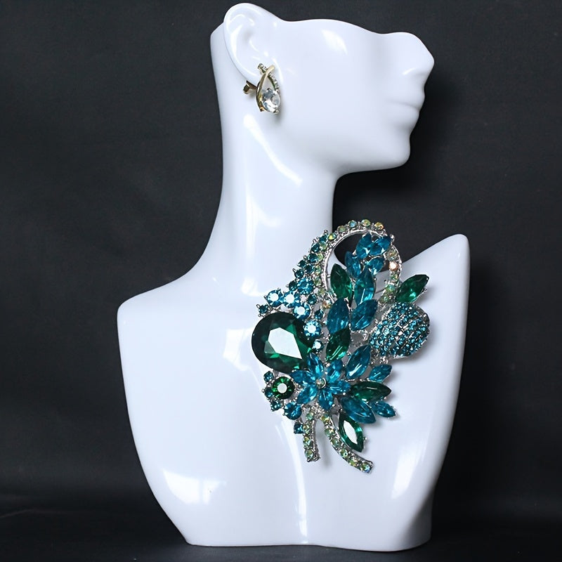 High-End Rhinestone Flower Lapel Pin for Women's Clothing Accessories