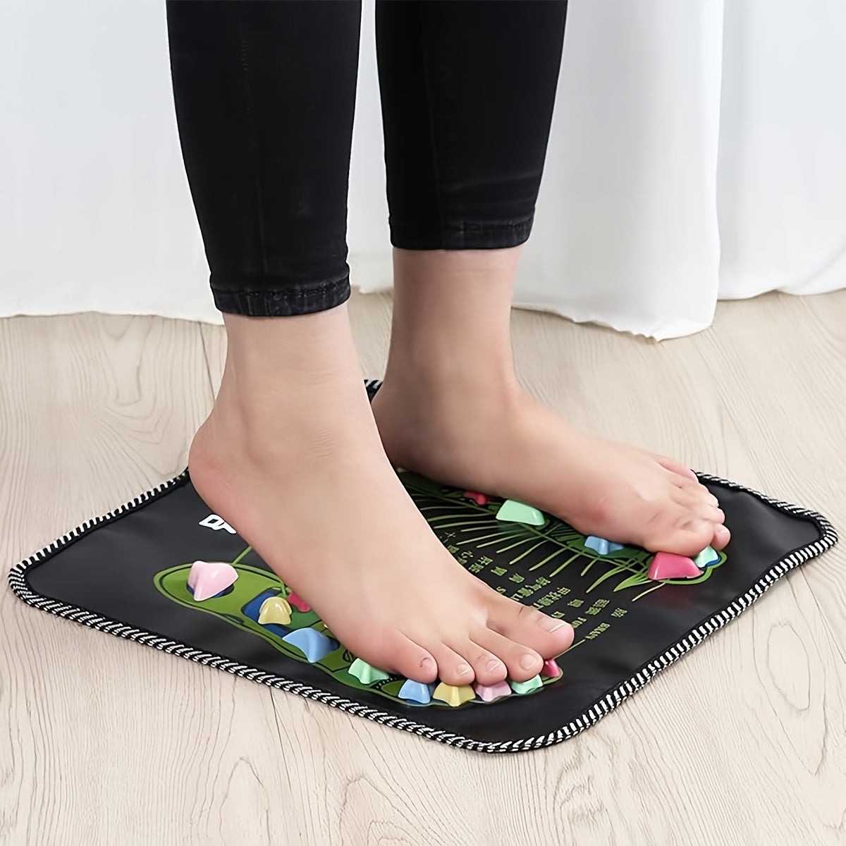 Plastic Acupressure Foot Massager Mat with Colorful Stickers for Wellness