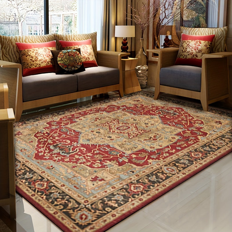 Retro Persian Carpet Bohemian Area Rug Ethnic Style Water Absorbent Non-Shedding Living Room Decor