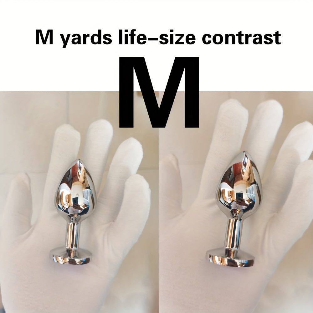 Adult Metal Anal Plug Butt Plug with Gem Base, Couples Sex Toy