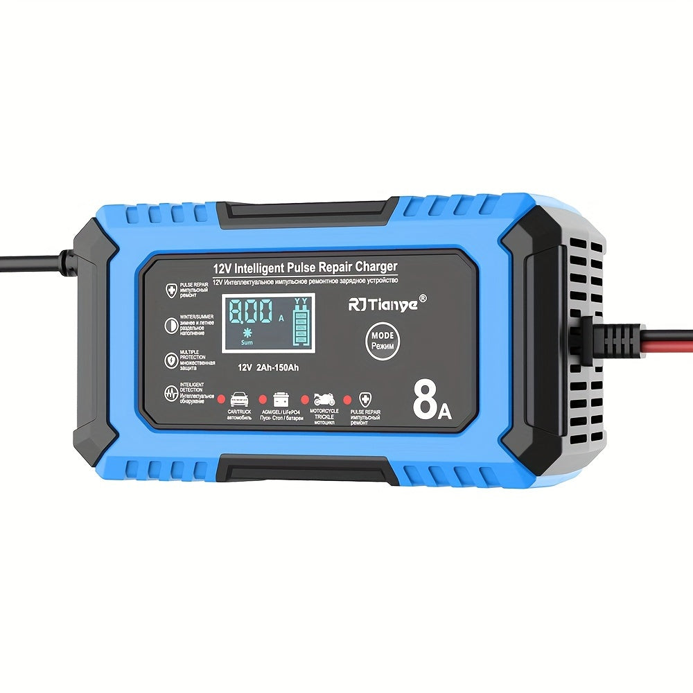 12V 8A Car Battery Charger with LCD Display Smart Fast Repair for Lead-Acid Batteries