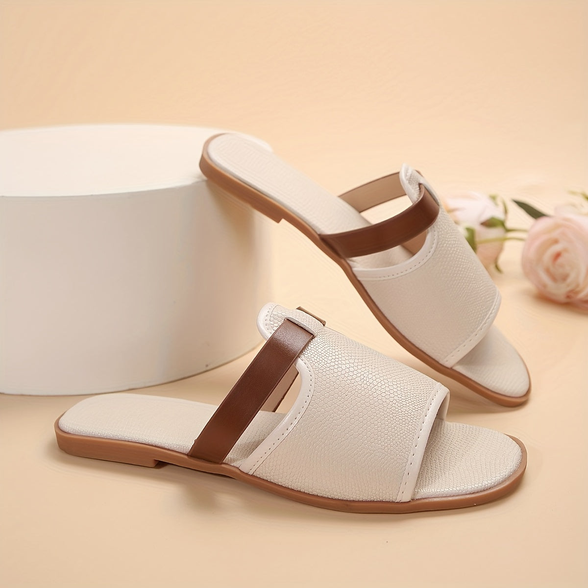 Women's Solid Color Casual Slides Slip On Flat Sandals