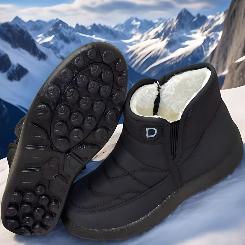 Plus Size Fleece-Lined Winter Boots Thick Plush Warm Outdoor Shoes