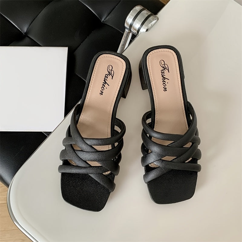 Women Summer Slip-On Sandals Breathable Mesh Flat Heel Open Toe