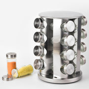 Revolving Spice Rack Set with Jars, Seasonings, Countertop Organizer