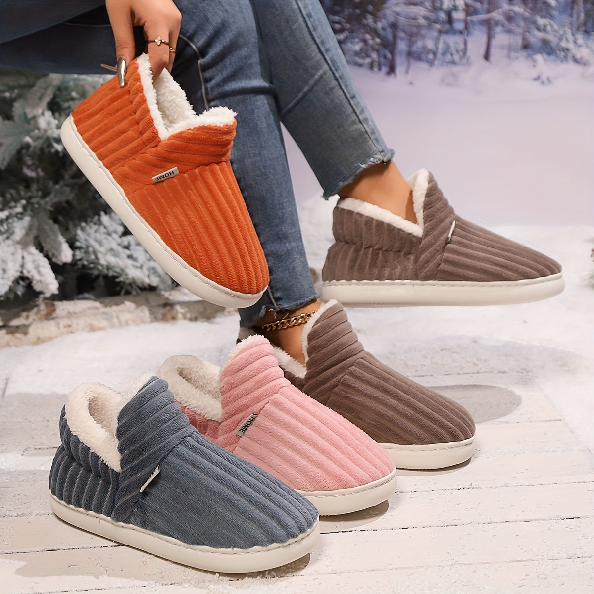 Women's Winter Slipper Boots Soft Plush Interior Slip-On Indoor Outdoor