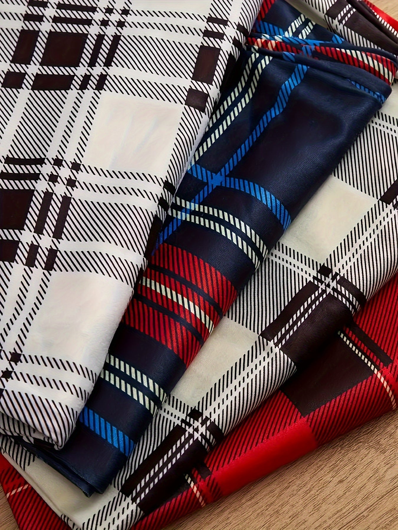 Conjunto de pantalones de cuadros para hombre de 4 piezas, casual, de corte holgado, primavera, otoño, invierno, poliéster