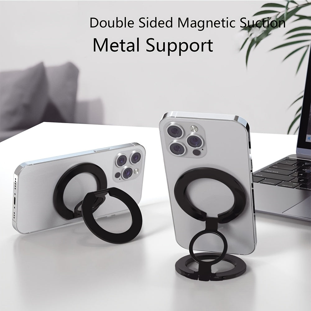 Dual Magnetic Phone Ring Holder with Adjustable Grip and Kickstand for Smartphones