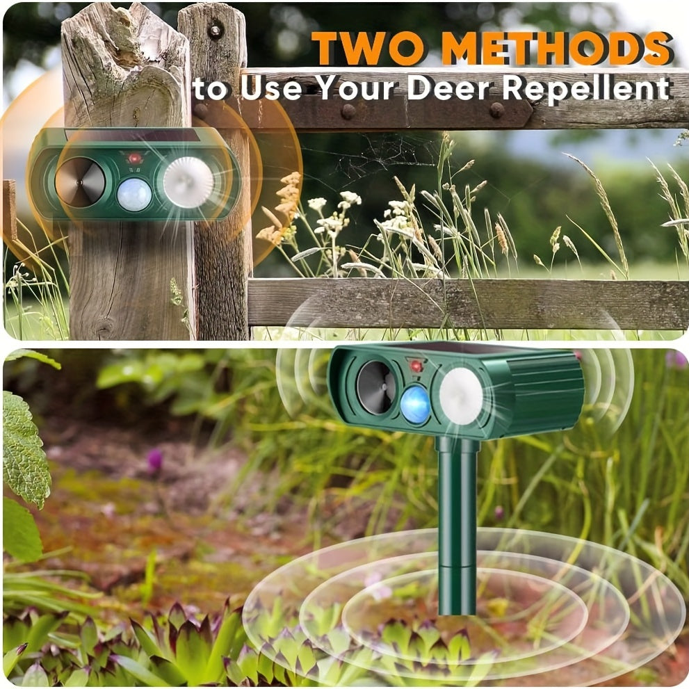 Tecnología de ondas sonoras repelentes de animales con luz LED intermitente para ciervos y mapaches