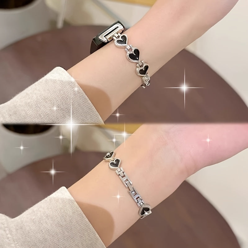 Stainless Steel Heart-Shaped Smartwatch Band NFC Quick Release for Huawei 9/8