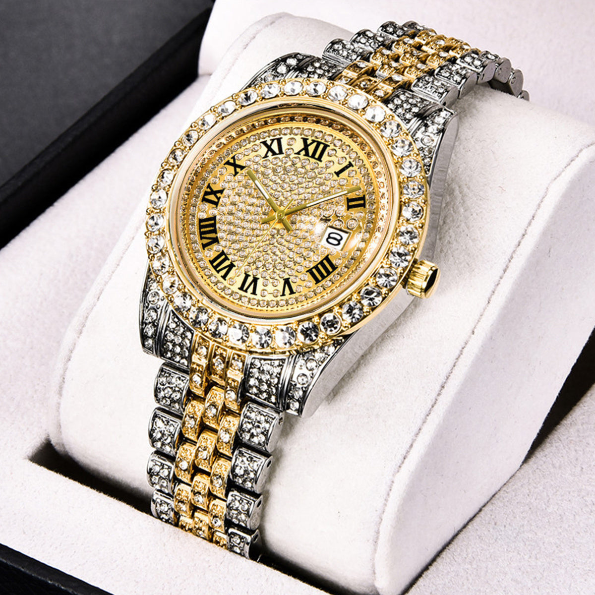 Women's Steel Band Vintage Quartz Watch with Rhinestone Dial