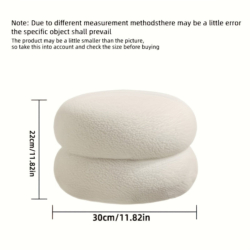 White Polyester Round Ottoman Stool for Living Room, Versatile and Compact