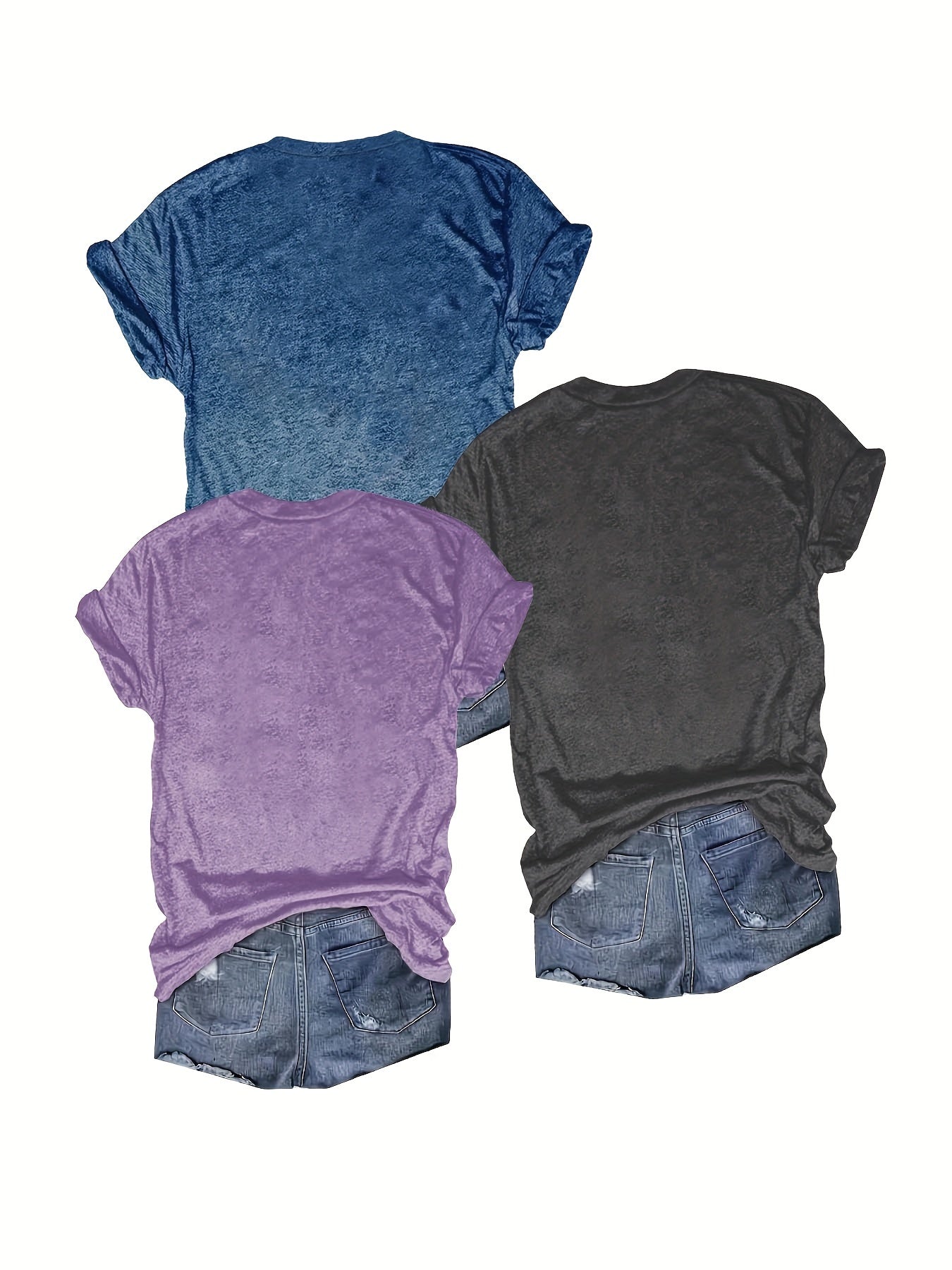 Women's Printed V-Neck T-Shirts Short Sleeve Spring Summer Pack of 3