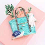 Qadimiy uslubda ishlab chiqarilgan alyuminiy emal sabzi va qurt broshka pin - bog' mavzusidagi ijodiy dizayn - palto va sumkalar uchun zamonaviy moda aksessuari