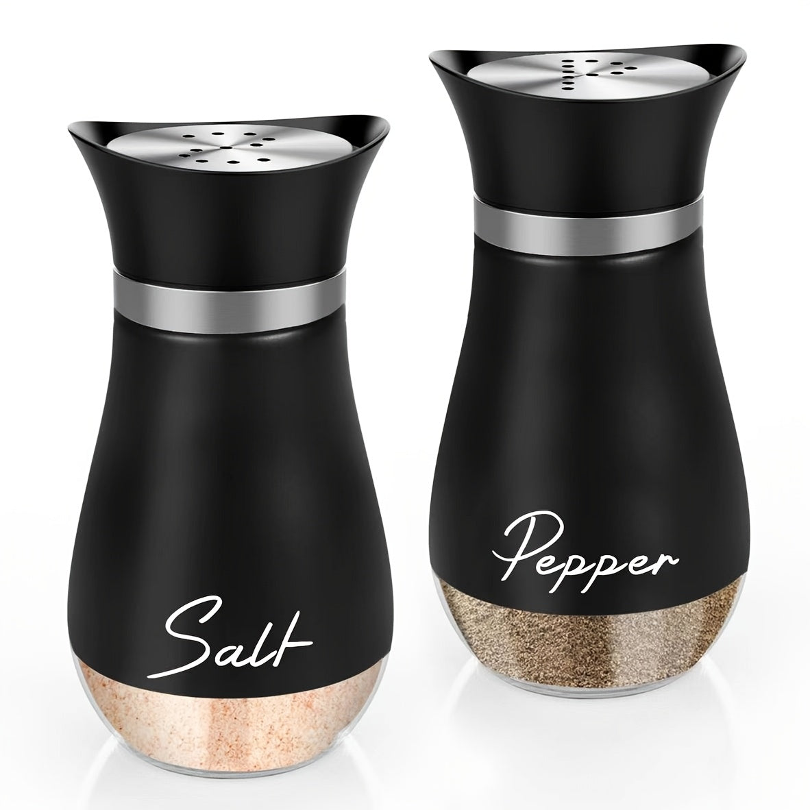 4 oz Glass Salt and Pepper Shaker Set with Stainless Steel Lids for Kitchen Camping and Barbecue