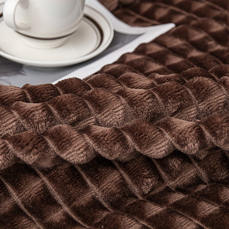 Faux Fur Throw Blanket Brown Thick Soft Warm Flannel Couch Bed Office Decor
