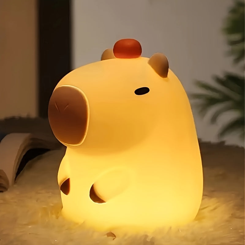 Creative Capybara Night Light Silicone Lamp Touch Controlled USB Rechargeable Decompression Table Lamp