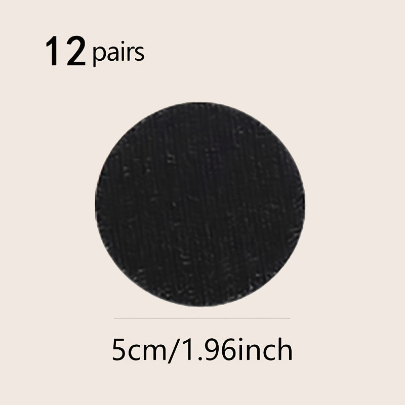 12 ta qora sehrli stikerlar to'plami - yostiq, divan qoplamalari va boshqalarni mahkamlash uchun doira shaklidagi yopishtiruvchi va halqa tezkor bog'lovchilar - yuvish uchun qulay