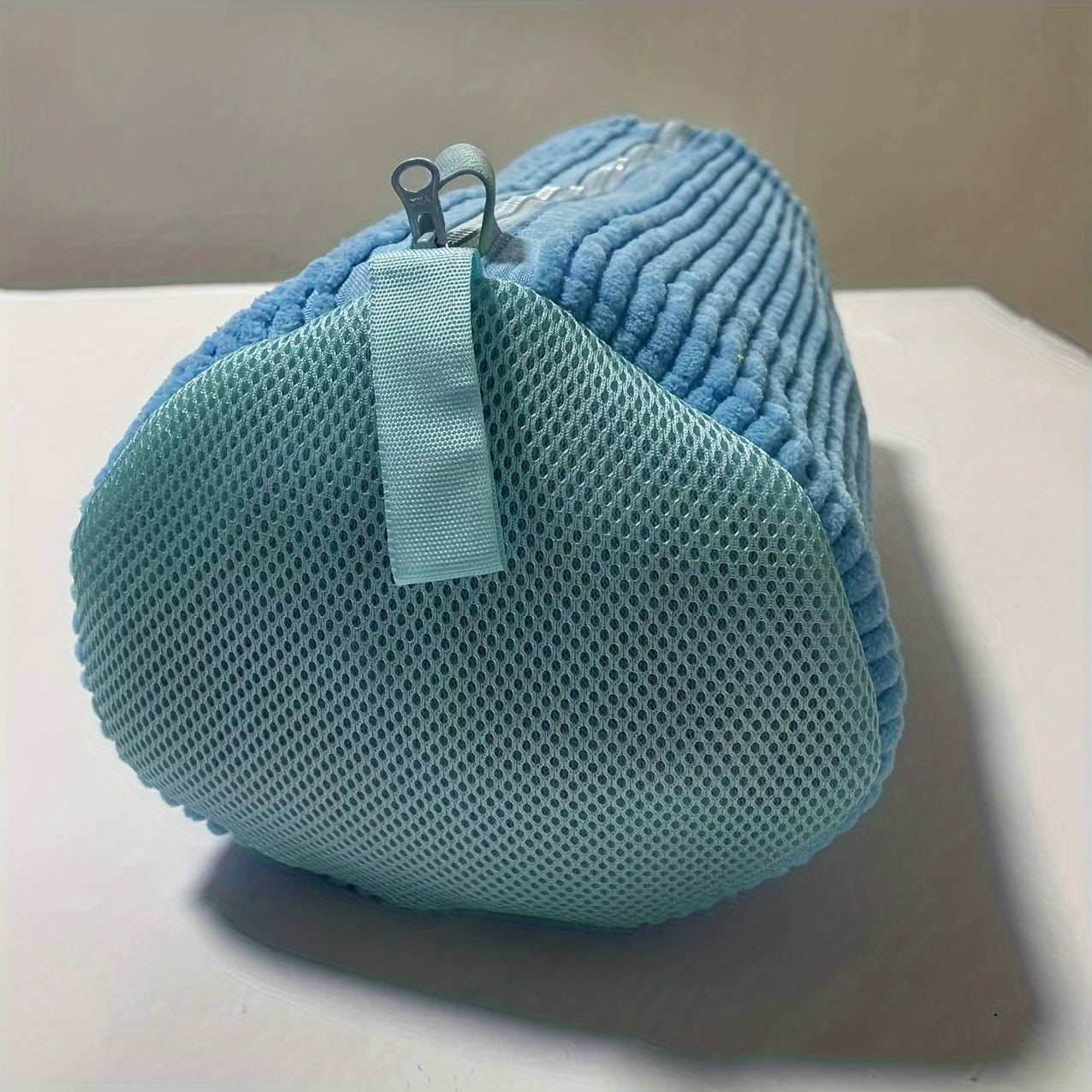 Yashil Chenille poyabzal yuvish sumkasi, zipli, sneaker tozalash uchun, mashinada yuvish mumkin