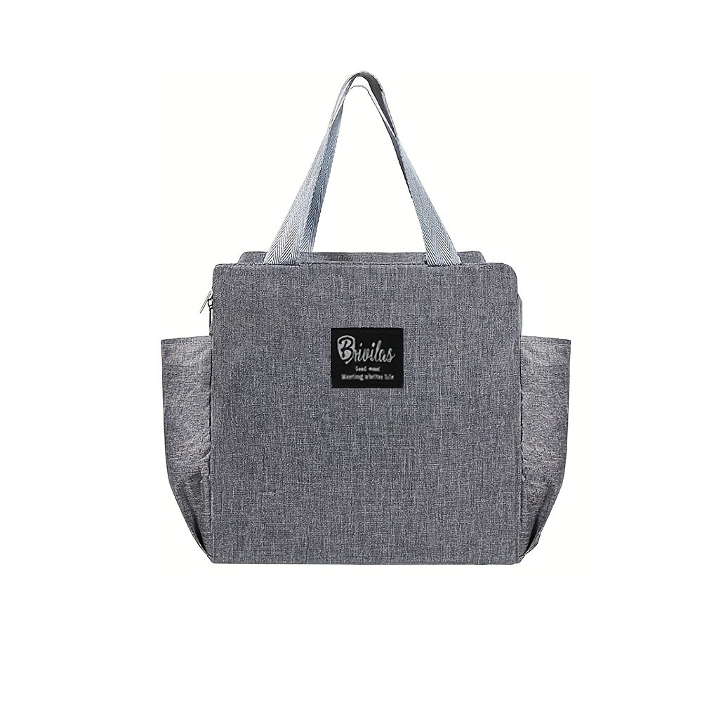 Insulated Lunch Bag with Dual Side Pockets and Thermal Tote for School and College
