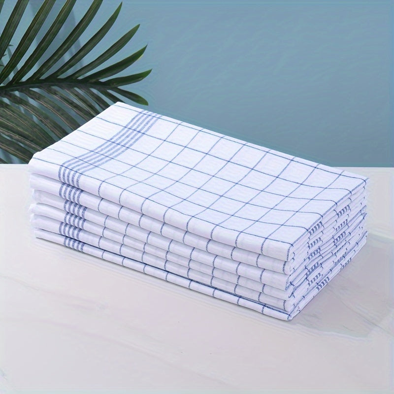 Paxta oshxona sochiqlari 3/6/12 dona, ko‘k, qizil, tekis va chiziqli, to‘g‘r shakldagi idish sochiqlari