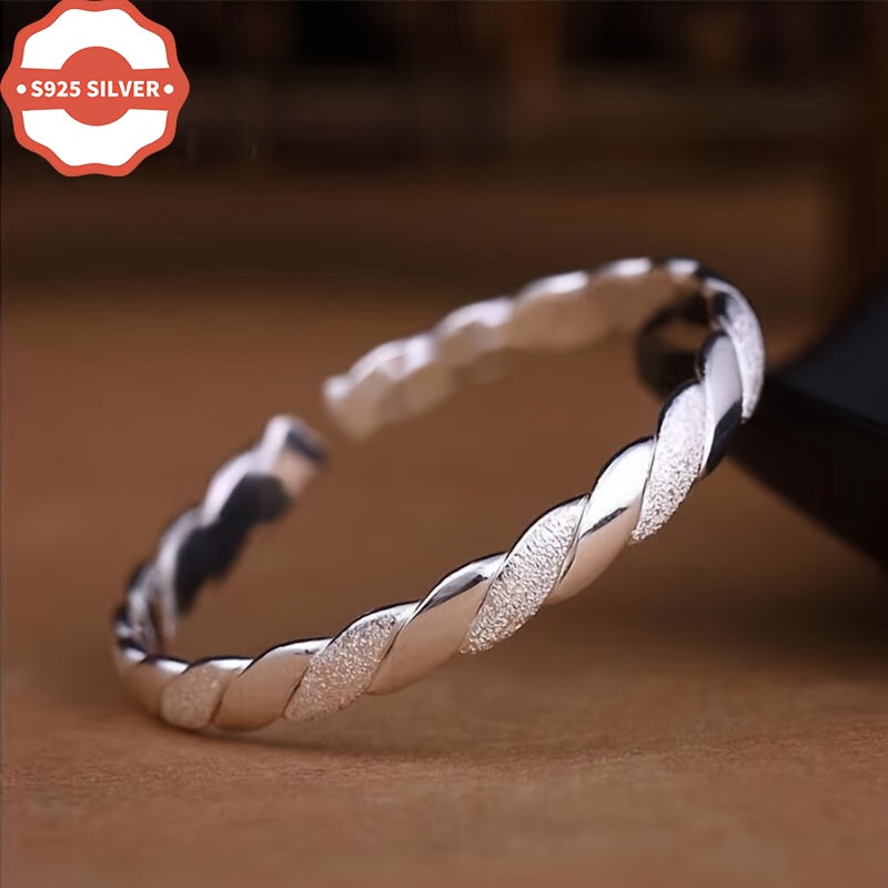 Sterling Silver Twisted Cuff Bracelet for Women Hypoallergenic Adjustable Bangle Jewelry