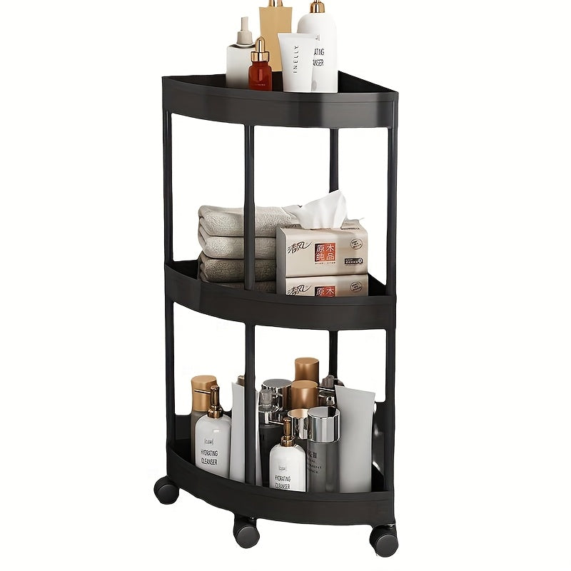 Plastic Mobile Storage Cart with Multi-Tier Shelves for Kitchen Bathroom and Living Room