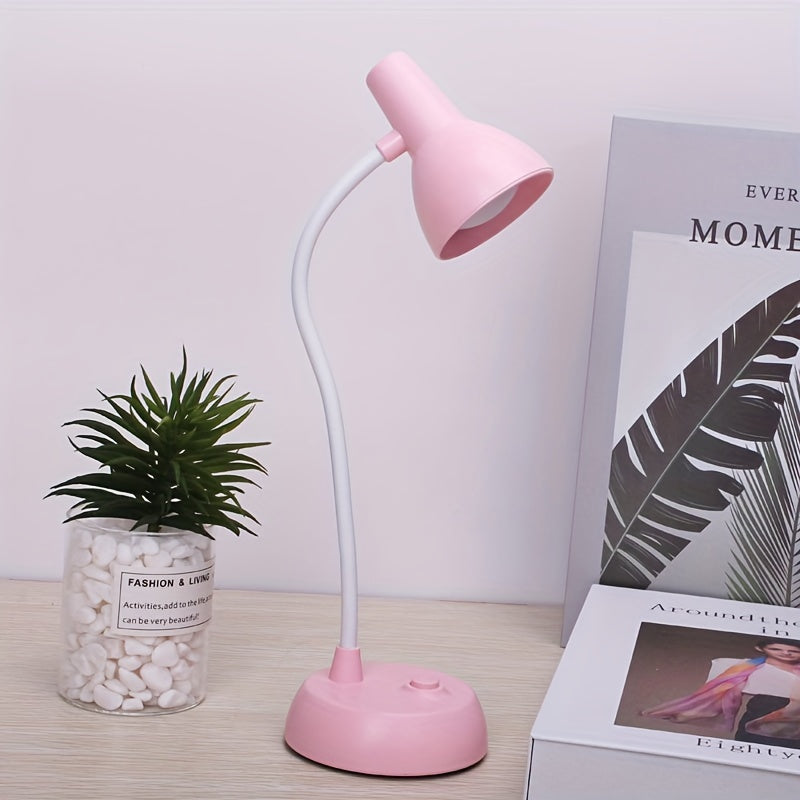 Portable LED Desk Lamp with Touch Control Battery-Powered Eye Protection Reading Light with Flexible Gooseneck