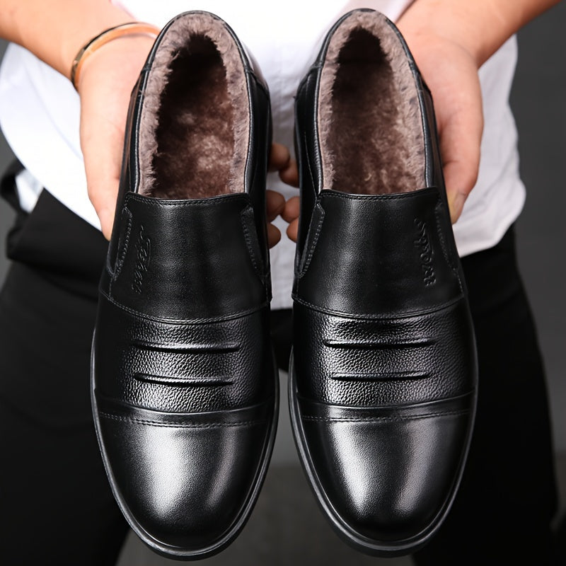 Men's Casual Loafers Genuine Leather Solid Color Rubber Sole All-Season