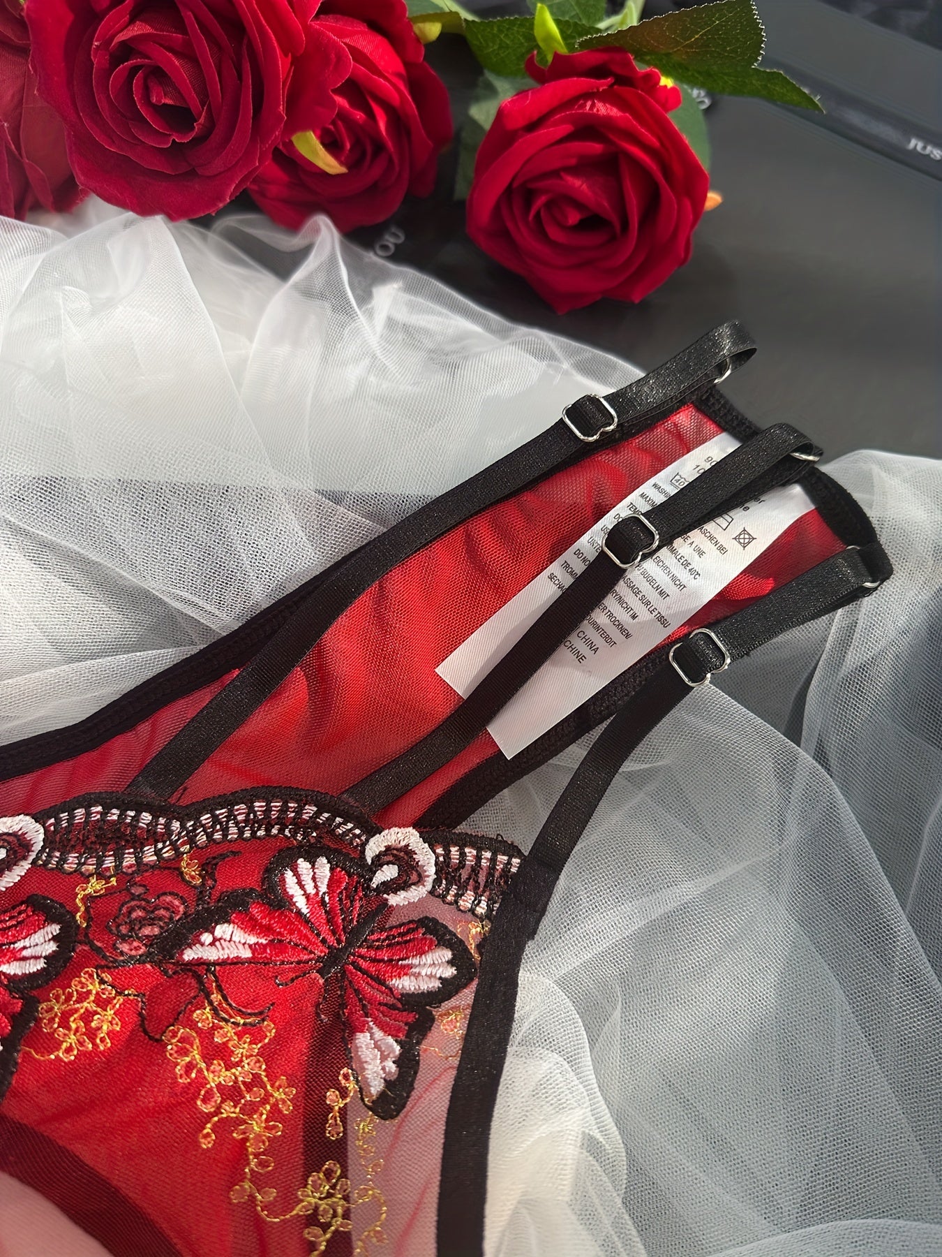 Women's Lace Butterfly Embroidery Asymmetrical Panties Polyester Elastane Low Rise Light Support