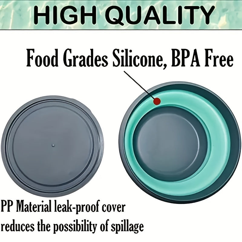 Juego de 3 cuencos de silicona plegables para camping con tapas para viaje y almuerzo