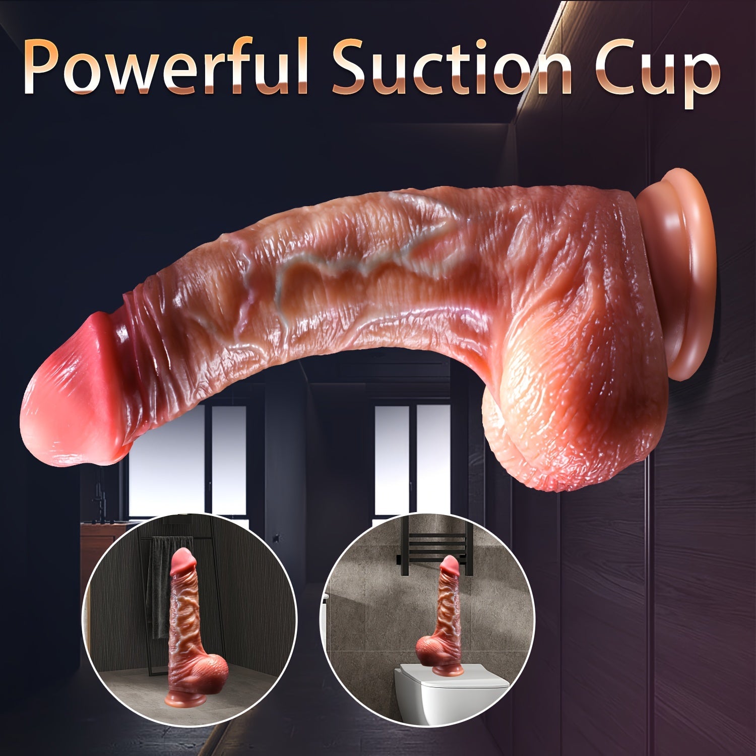 Women Silicone Dildo 21.59cm Foreskin Suction Cup Anal Sex Toy
