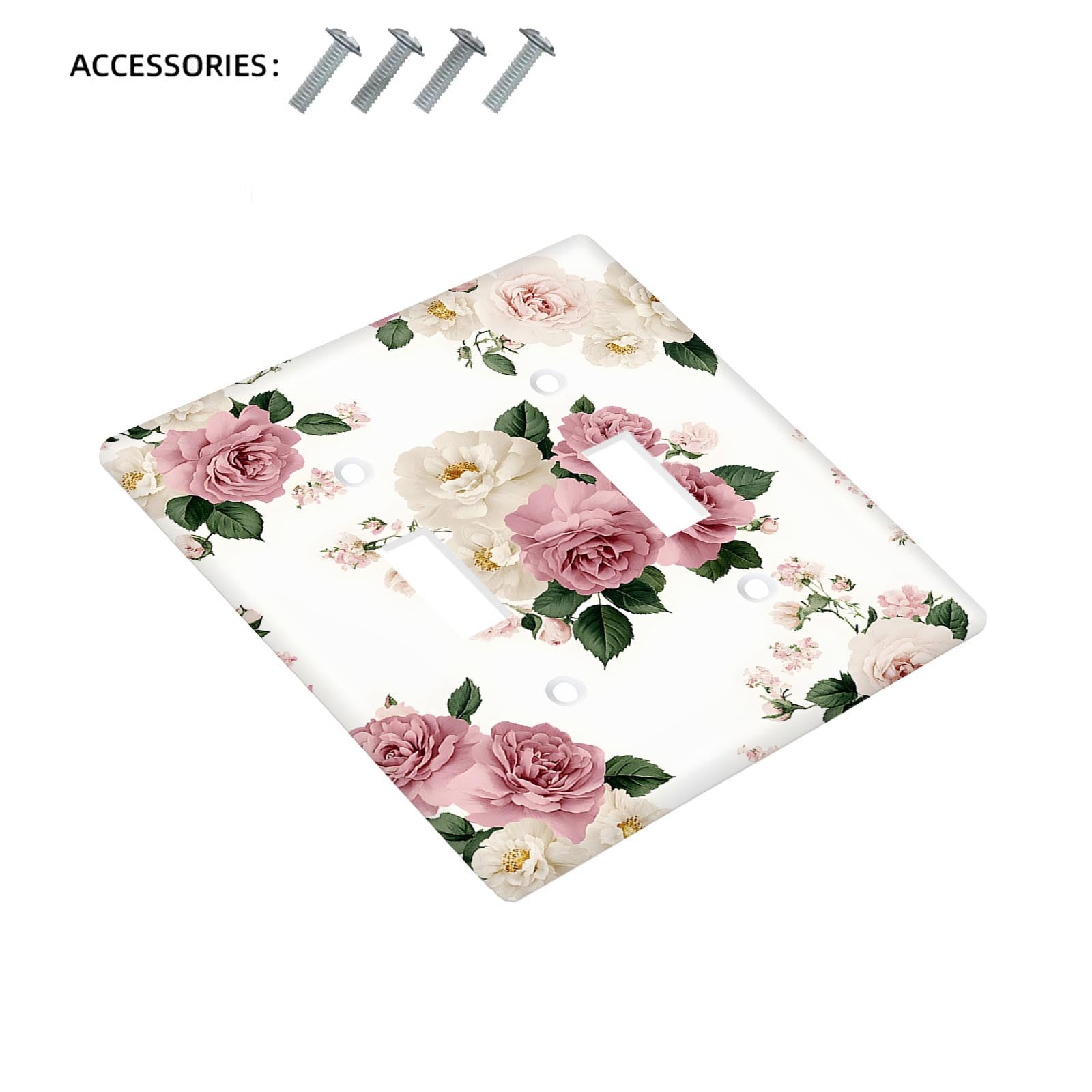 Cubierta decorativa de interruptor de luz con flor rosa para dormitorio y aula 1-ochavo/2-ochavo