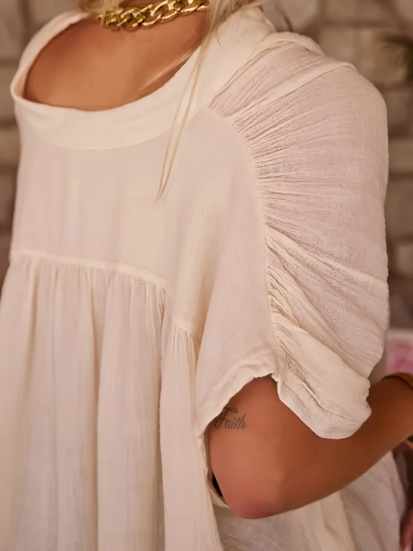 Women’s Plus Size Ruffled Short Sleeve Blouse Lightweight Semi-Sheer Summer Shirt