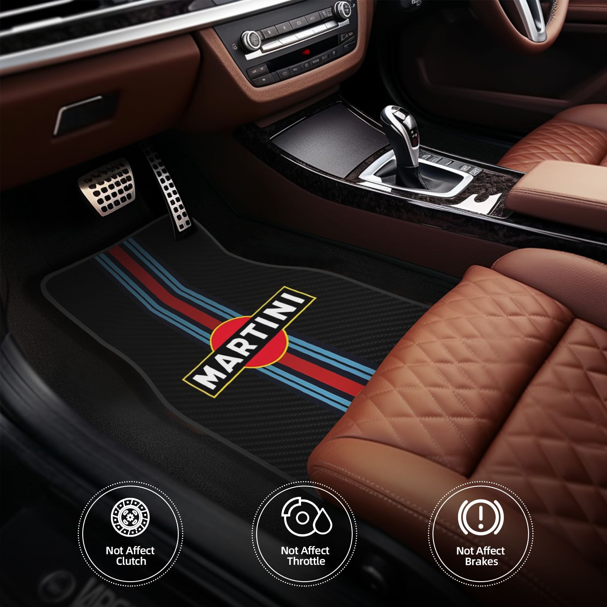 Car Floor Mats Polyester Fiber Racing Stripes Set for Vehicles