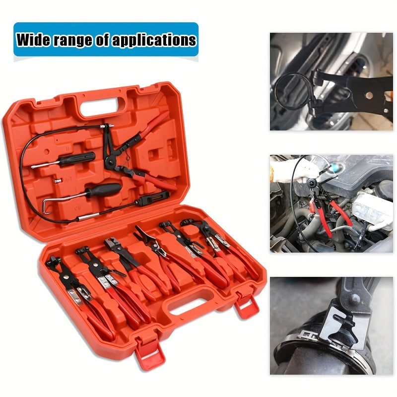 9-Piece Flexible Hose Clamp Pliers Set for Automotive Water Coolant Clamps