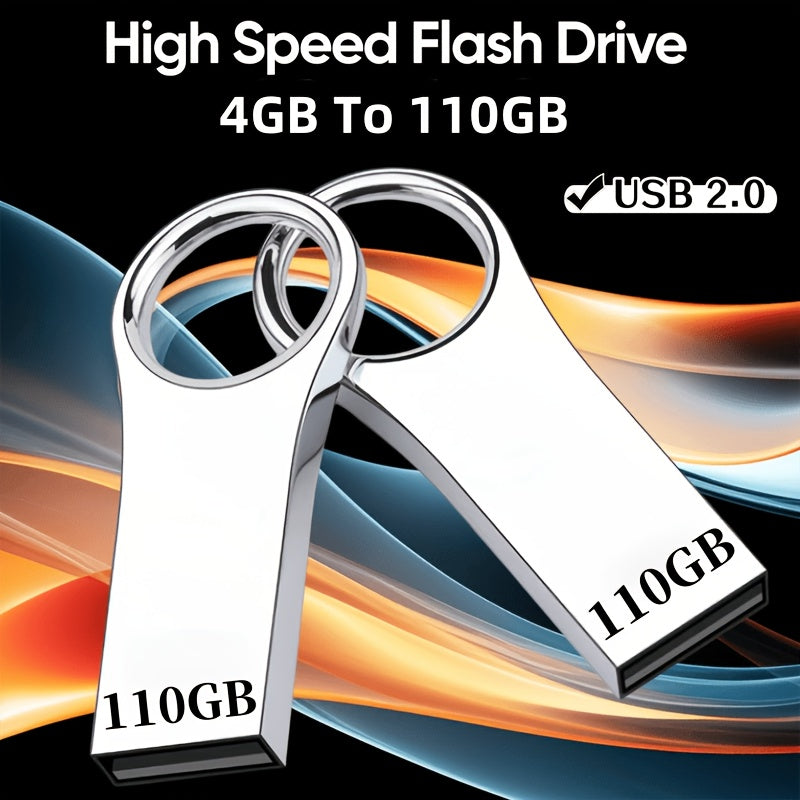 Metal USB Flash Drive 4GB to 110GB High-Speed Metal Casing Compatible with Computers Smart TVs Car Audio