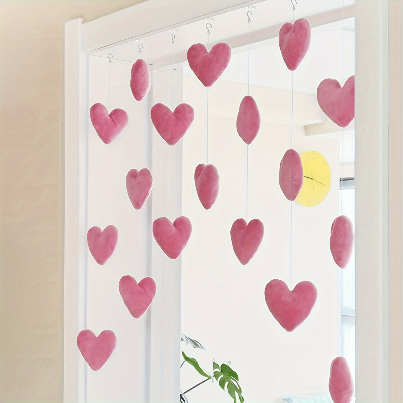 Siete piezas de adornos de corazón de durazno rosa para colgar en la puerta para decoraciones del Día de San Valentín