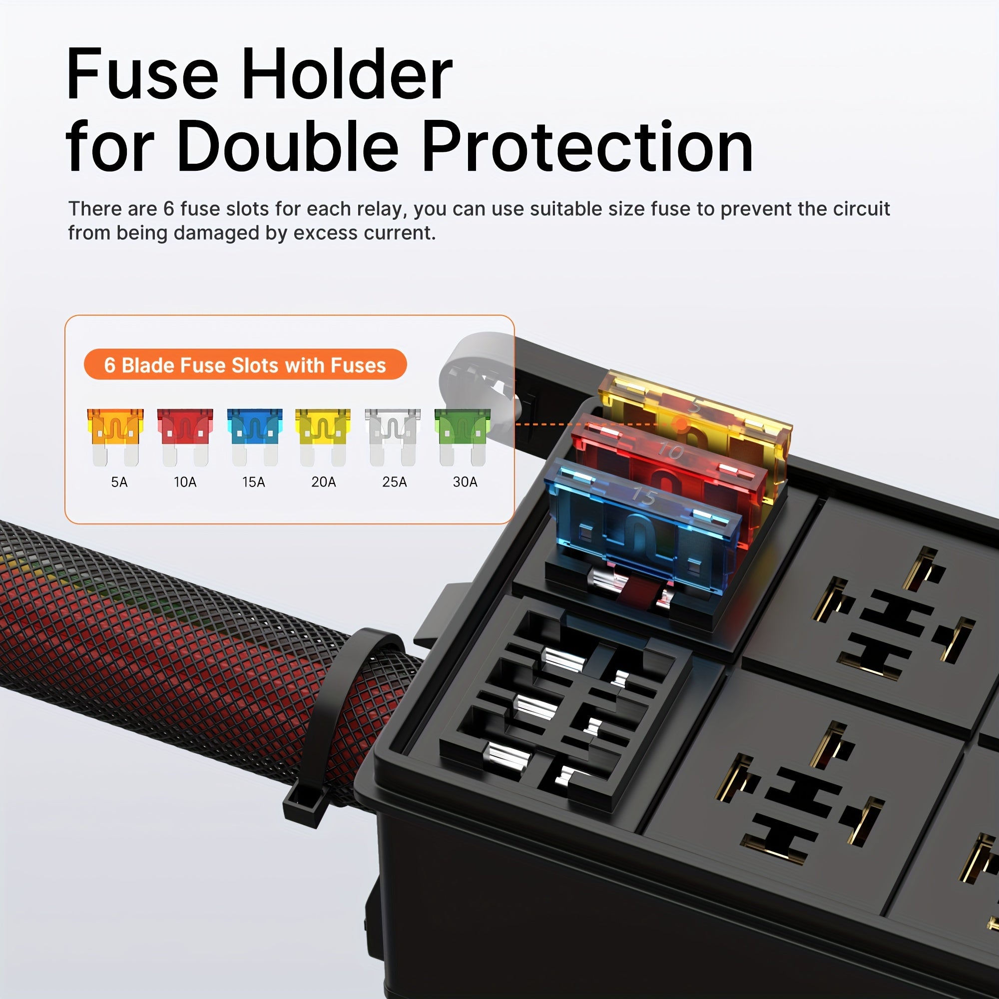 12V Automotive Fuse Box 6 Slots Car Relay Kit for Cars Trucks Boats