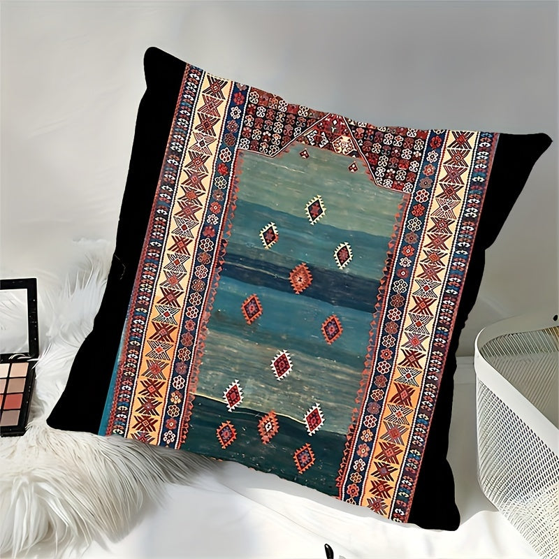 Polyester Throw Blanket 45.72x45.72 cm with Plush Texture and Turkish Kilim Design
