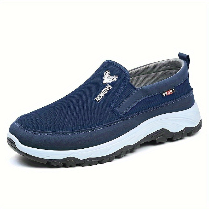Men's Canvas Slip-On Sneakers Black Gray Blue Casual Breathable Soft Sole Durable PVC