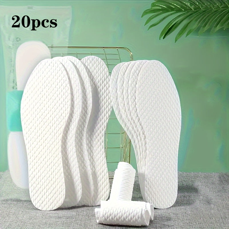20 Pcs Breathable Insoles for Men and Women Shock-Absorbing Odor-Resistant