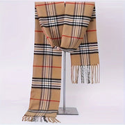 Yumshoq va iliq to'qilgan polyester erkaklar shali klassik tekis chiziqli dizayn va qirra tafsiloti bilan - 1 dona klassik uslubdagi shal.