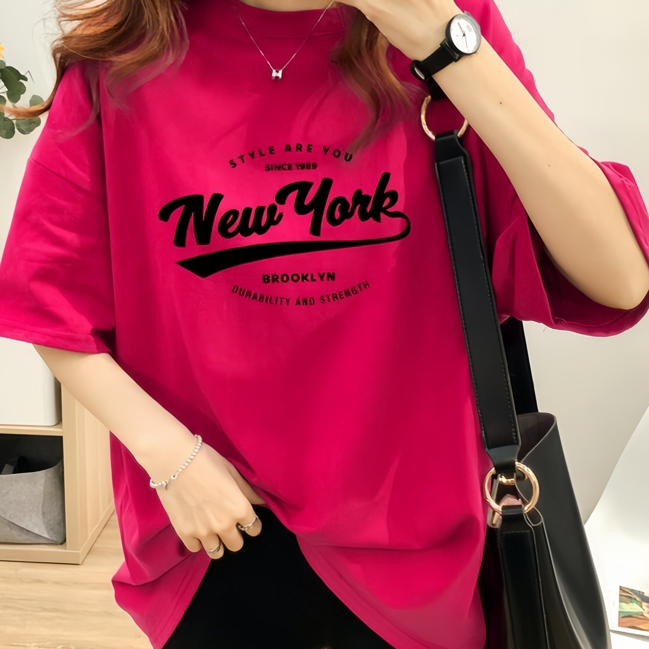 Women's Cotton Letter Print T-Shirt for Summer and Spring Half Sleeve Casual Top