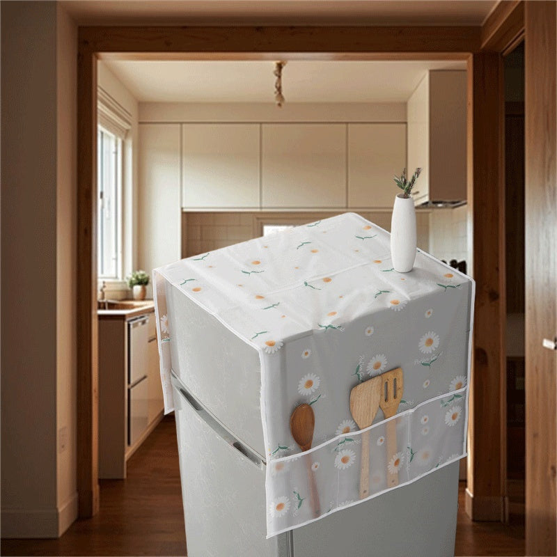 Cubierta para nevera a prueba de polvo con patrón floral, resistente a los arañazos, protector de electrodomésticos blanco, ideal para cocina y oficina