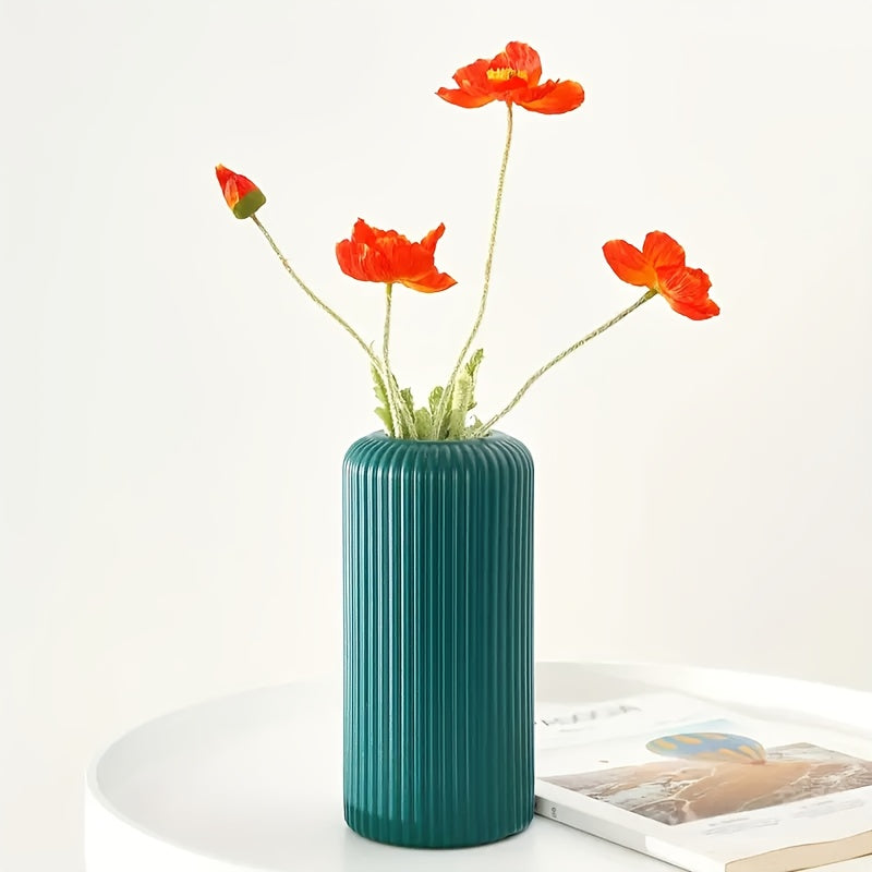 Contemporary Plastic Vase with Stripes for Home Decor and Fresh Flowers