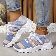 Zapatillas ligeras de malla para mujer, rosa pastel, azul, blanco, para correr y uso casual
